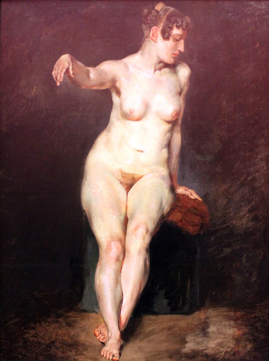 Sedící ženská akt od Ferdinand Victor Eugene Delacroix