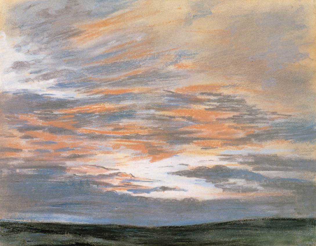 Studie oblohy při západu slunce od Ferdinand Victor Eugene Delacroix