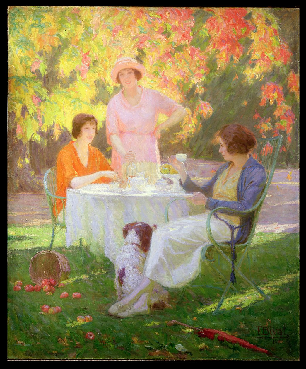 Čaj na zahradě od Ferdinand Achille Lucien Bivel
