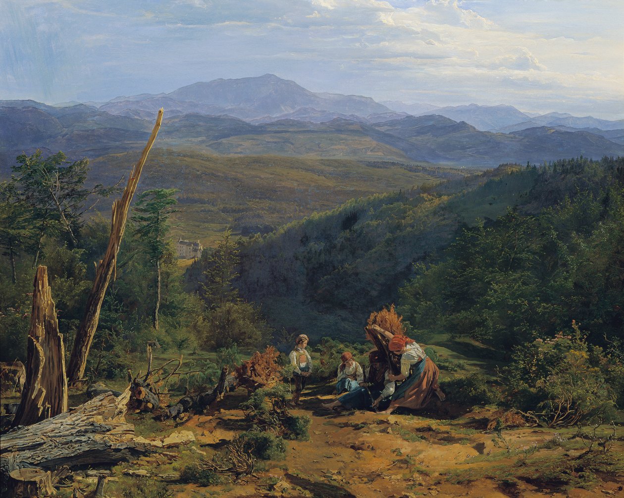 Krajina Wienerwald s hradem Wildegg od Ferdinand Georg Waldmuller