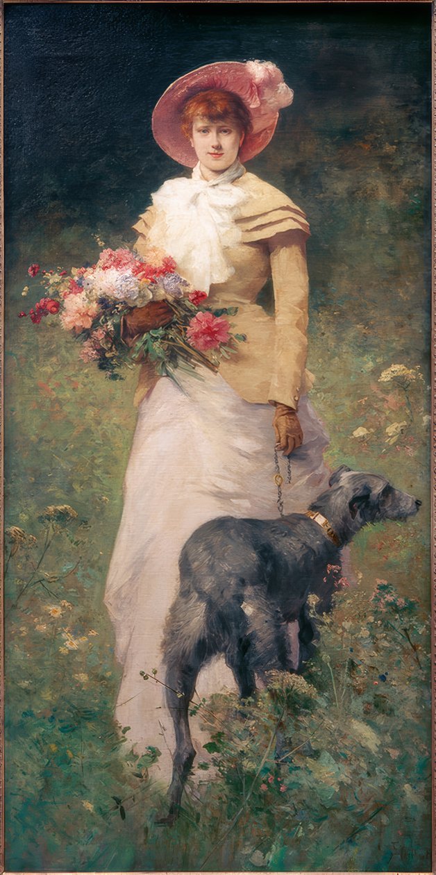 Žena se psem od Ferdinand Heilbuth