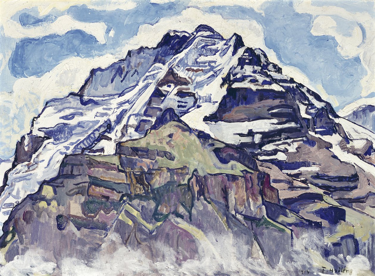 Jungfrau, jak je vidět z Muerrenu od Ferdinand Hodler