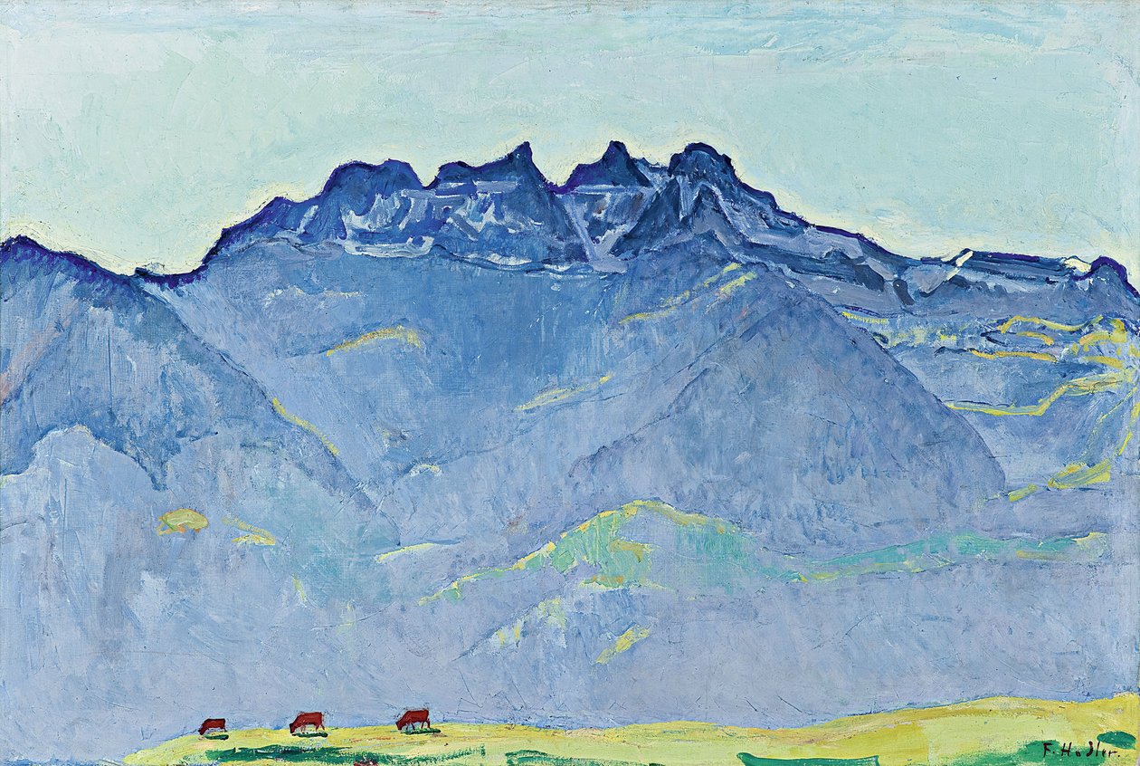 Pohled na Dents-du-Midi z Champéry od Ferdinand Hodler