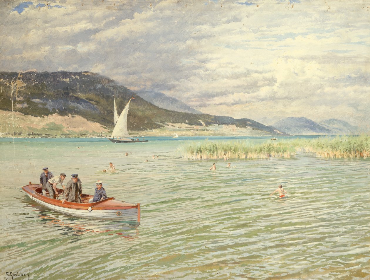 Na jezeře (olej na plátně) od Ferdinand Joseph Gueldry