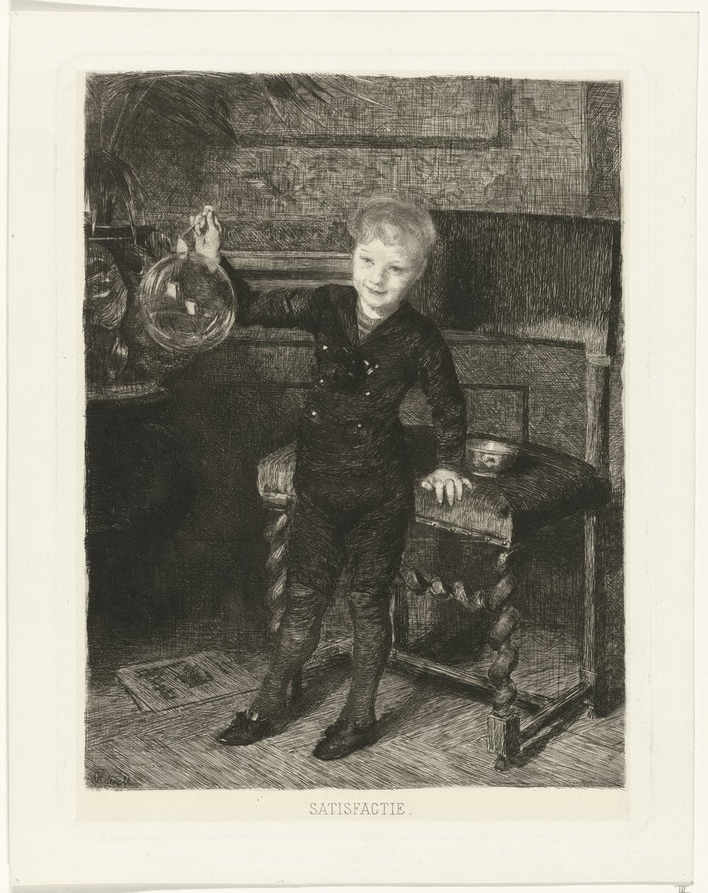 Chlapec vyfukování bublin Spokojenost (název na objektu) od Ferdinand Oldewelt
