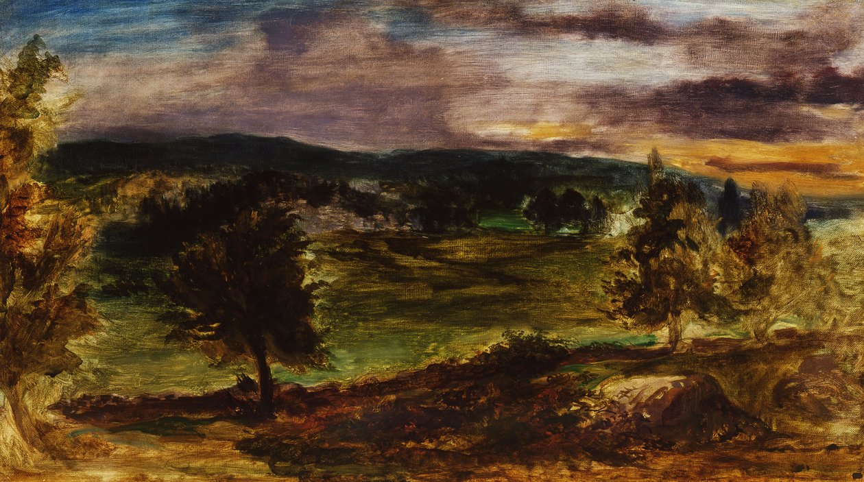 Krajina v Champrosay od Ferdinand Victor Eugene Delacroix