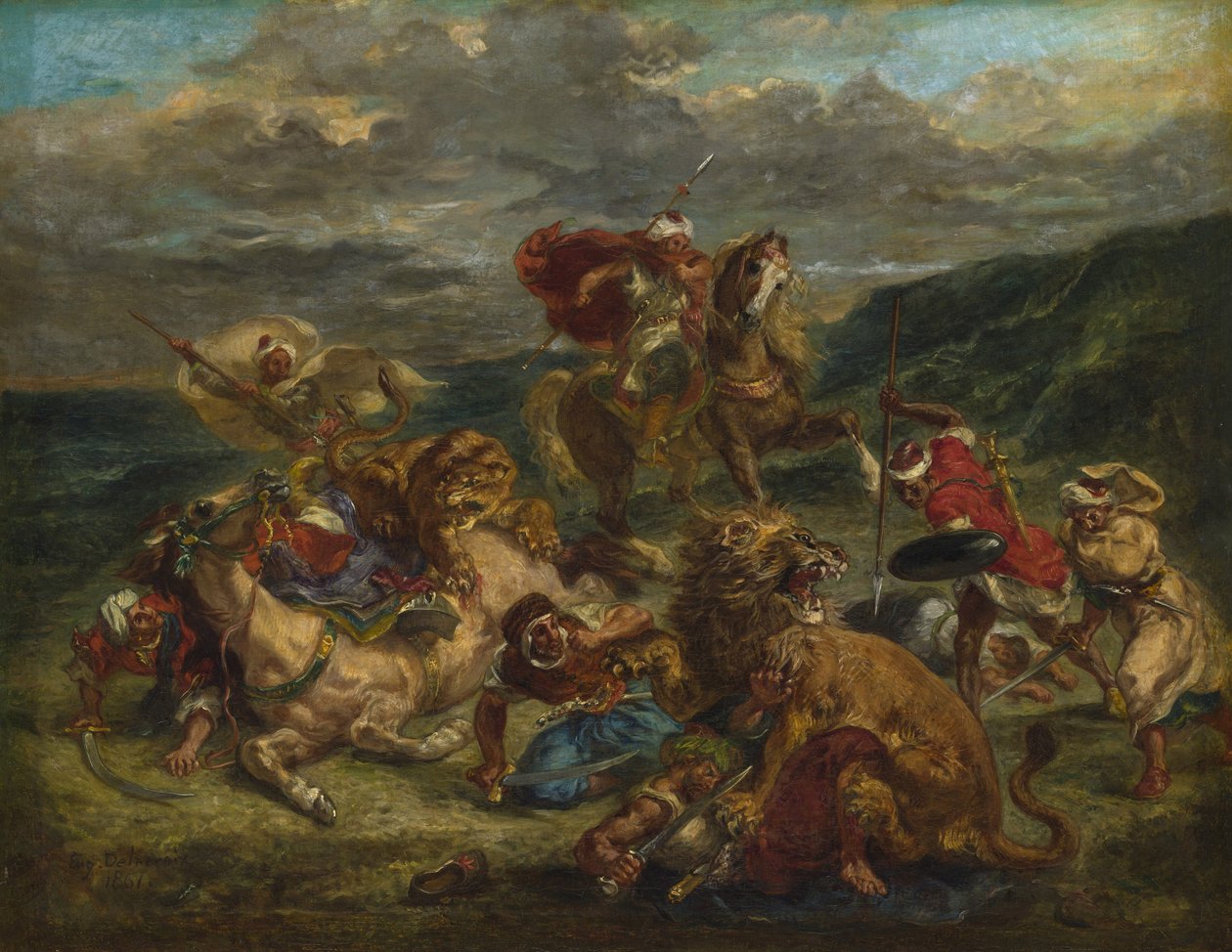 Lov lva, 1860-61 od Ferdinand Victor Eugene Delacroix