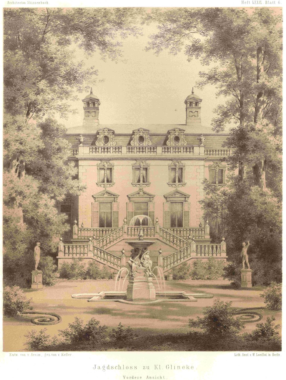 Berlín Jagdschloss Glienicke pohled zepředu od Ferdinand von Arnim