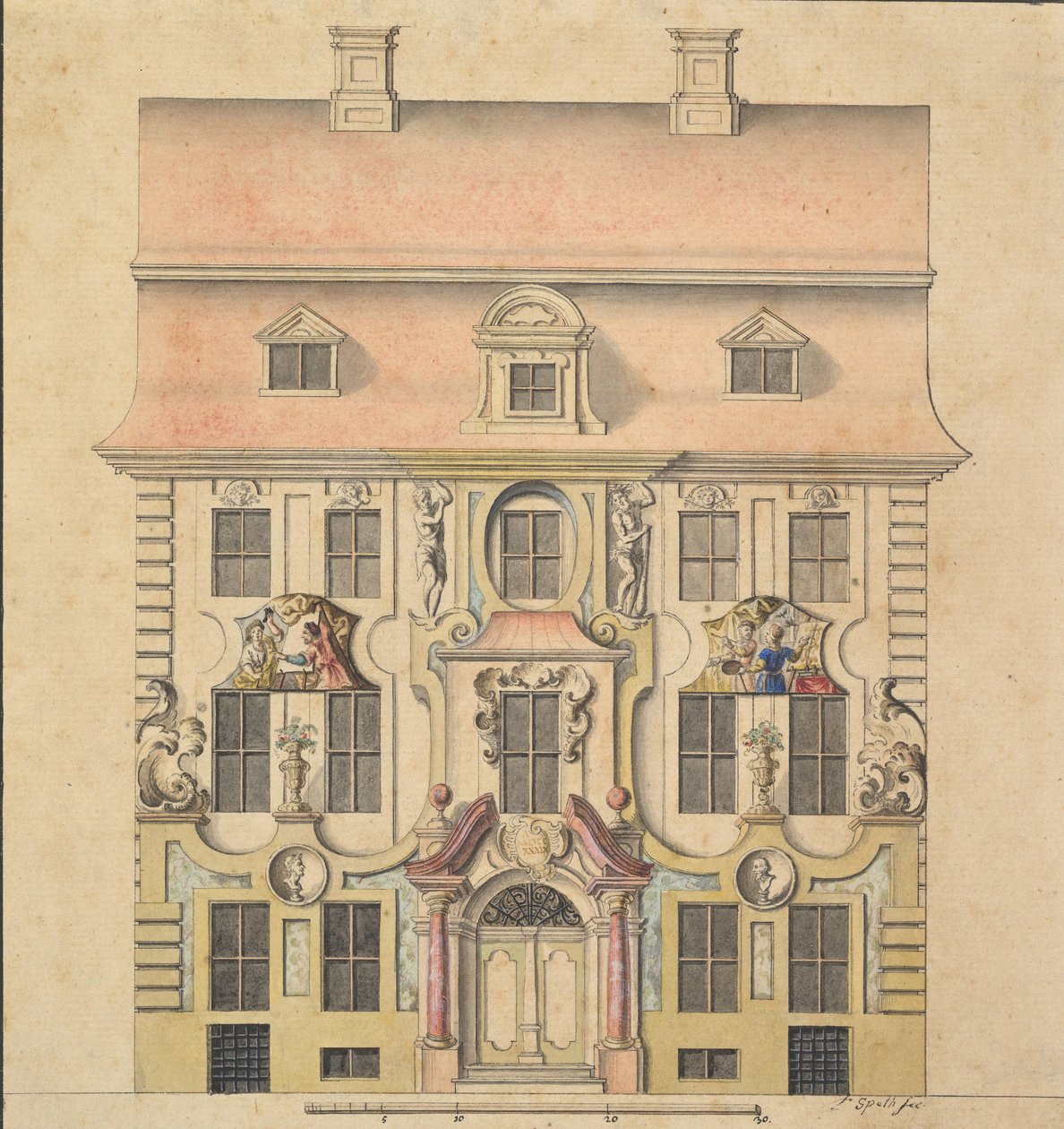 Architektonický návrh fasády, 1739-69. od Ferenc Speth