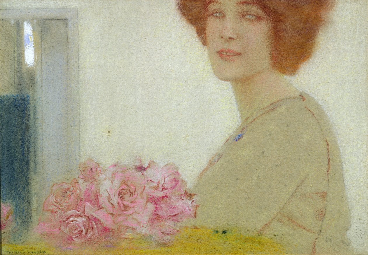 Růže, 1912 (pastel na papíře) od Fernand Khnopff