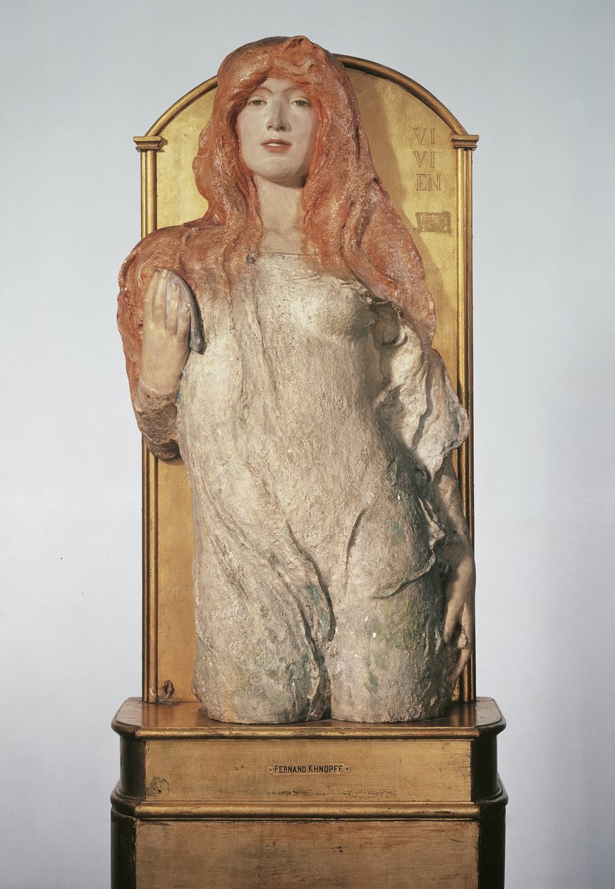 Poloviční postava nymfy ("Vivien") od Fernand Khnopff