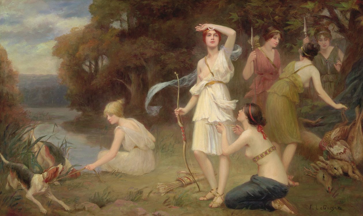 Diana a její lovecké panny od Fernand Le Quesne