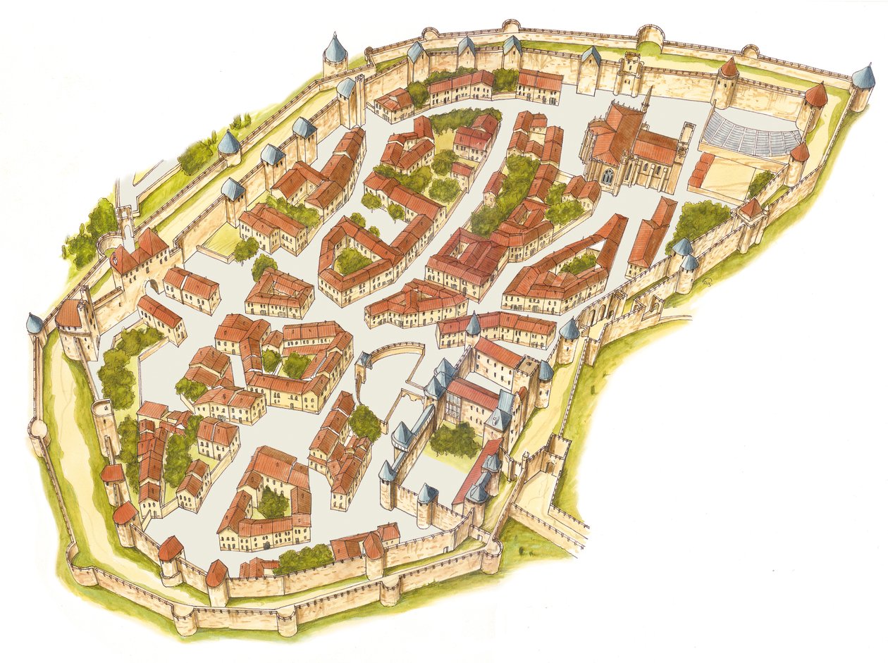 Carcassonne, Francie. Letecký pohled od Fernando Aznar Cenamor