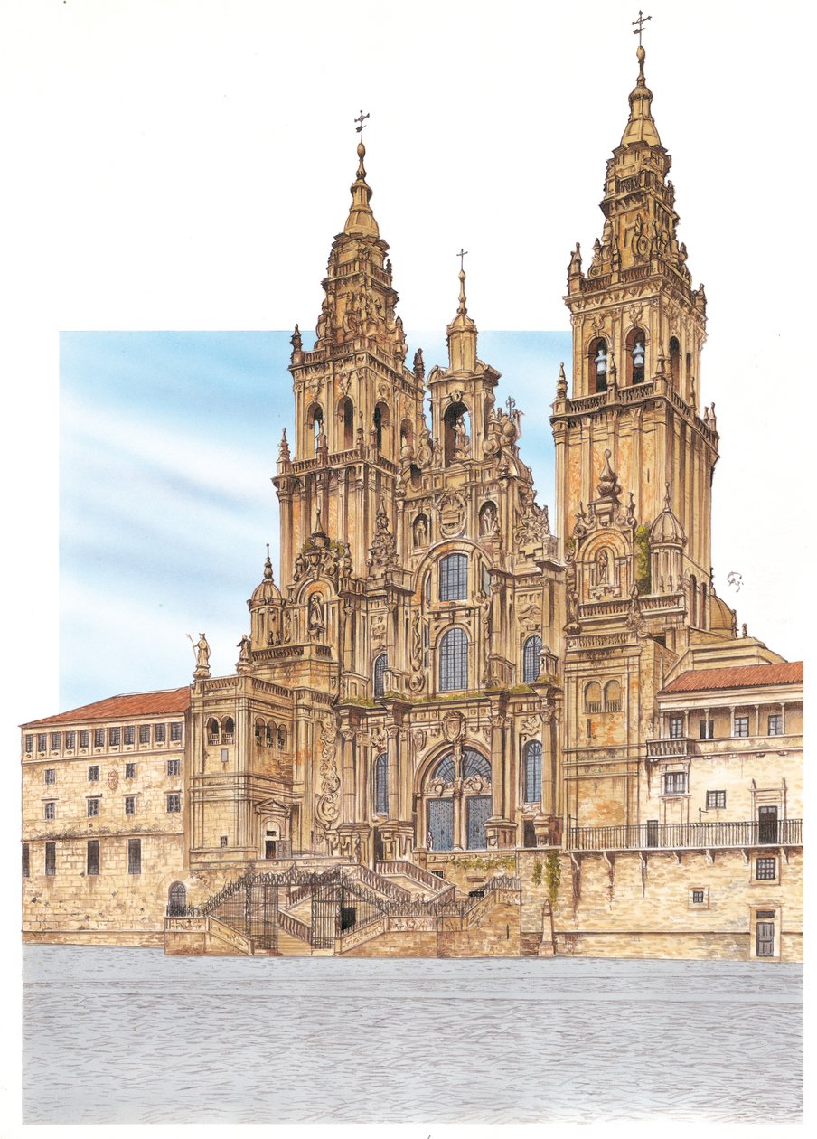 Santiago de Compostela. Západní fasáda. Španělsko od Fernando Aznar Cenamor