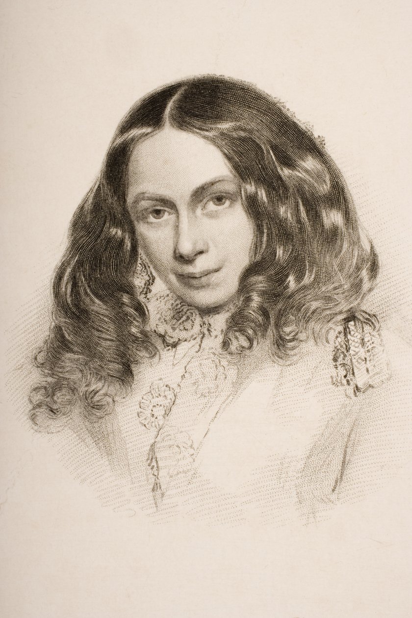 Elizabeth Barret Browningová (1806-61) v březnu 1859, vyryl G.Cook od Field Talfourd