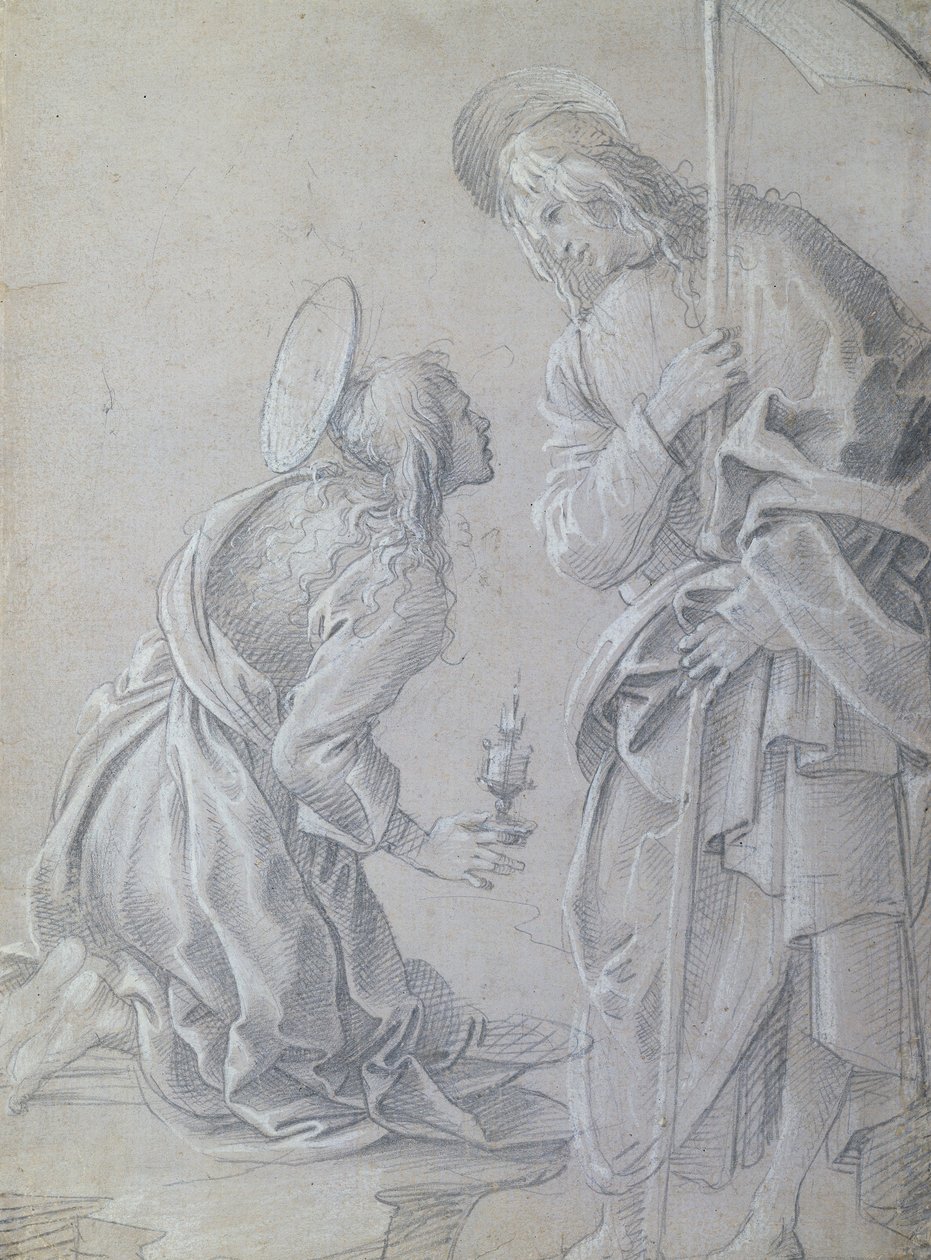 Klečící svatá Máří Magdaléna a stojící Kristus od Filippino Lippi