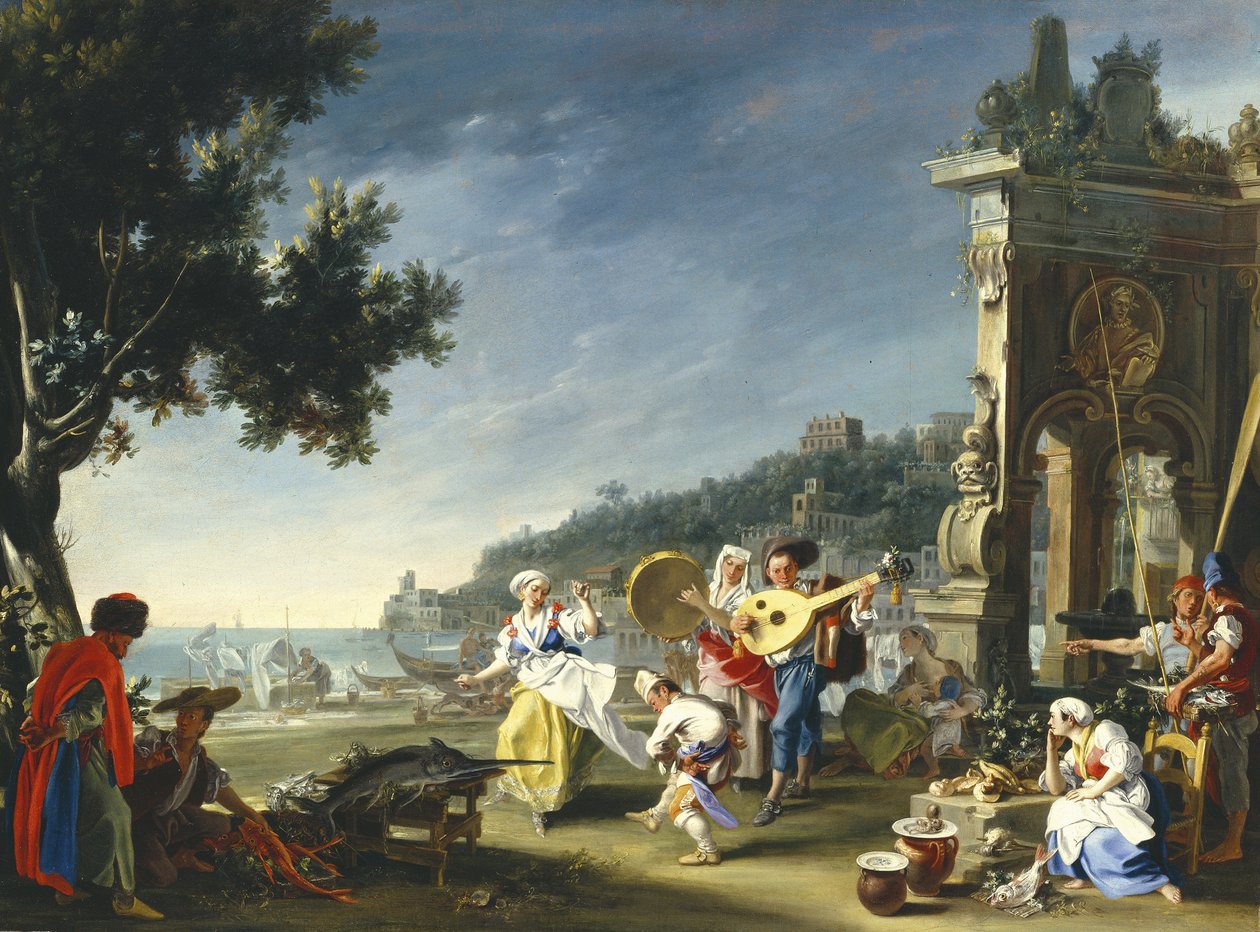 Tarantella v Mergellině, kolem roku 1750 od Filippo Falciatore