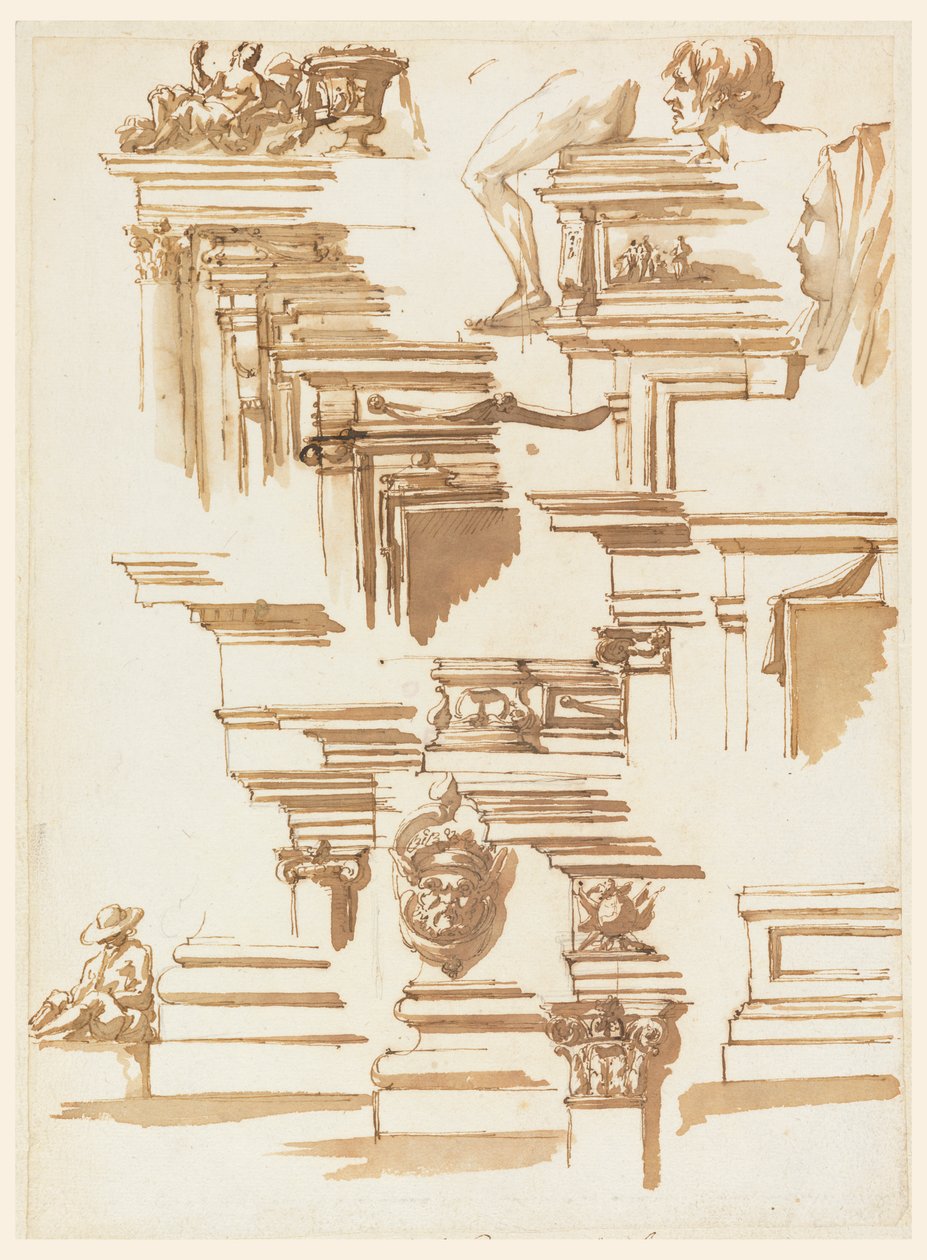 architektonické detaily; lidské postavy od Filippo Marchionni