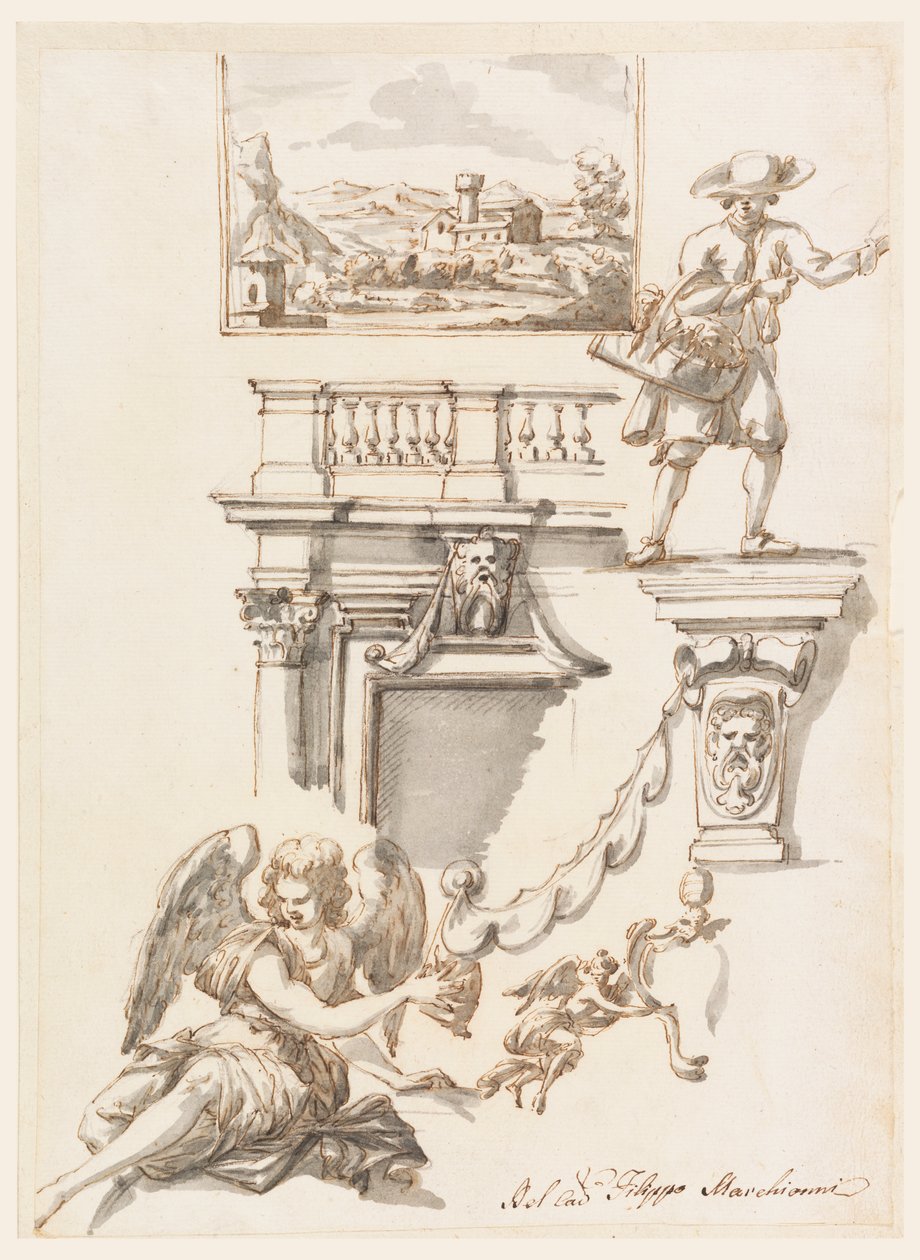 Architektura a figurální studie od Filippo Marchionni