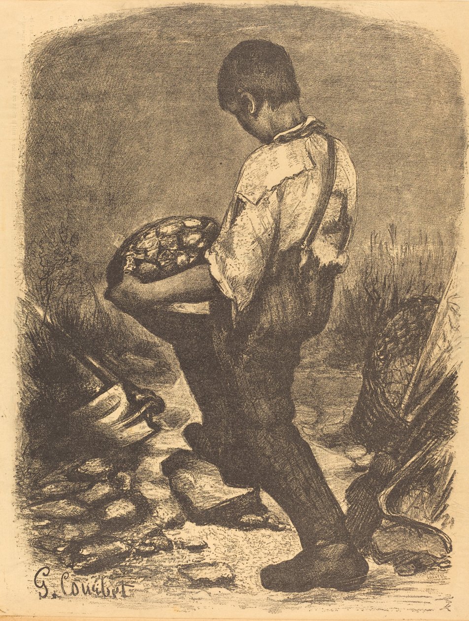 The Stone Breaker od Firmin Gillot after Gustave Courbet