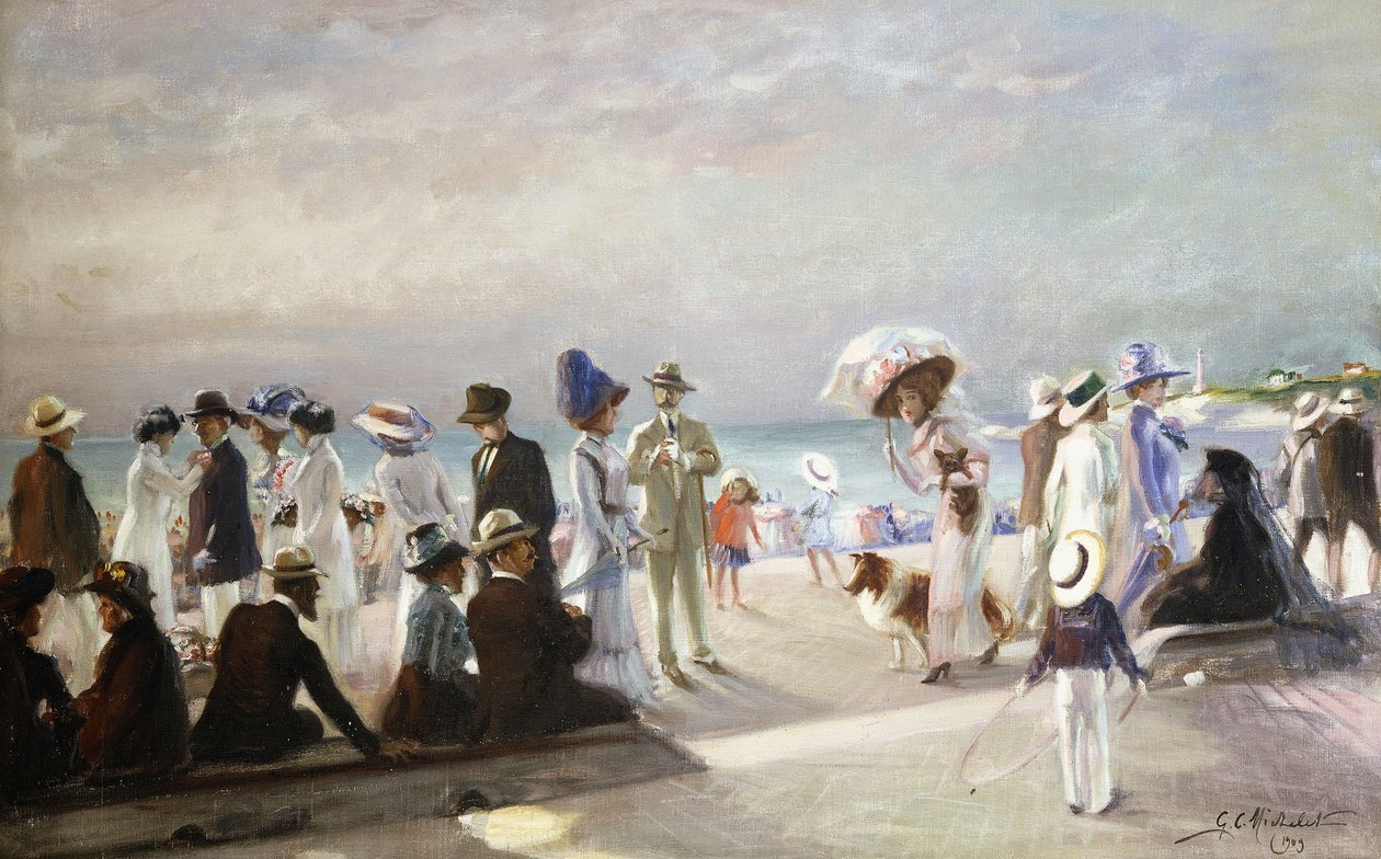 Plážová scéna; Scene de Plage od Firmin Marcelin Michelet