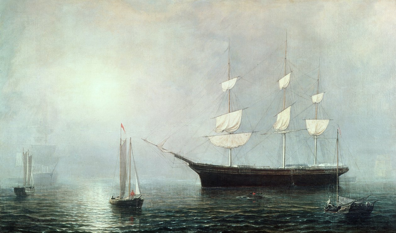 Loď Starlight, asi 1860 (olej na plátně) od Fitz Henry Lane