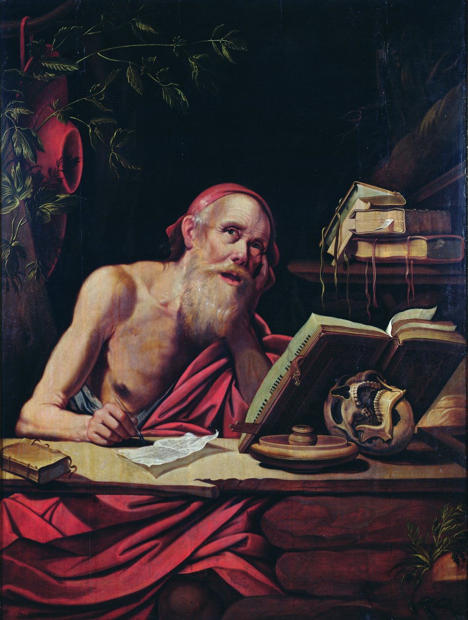 Svatý Jeroným (olej na dřevě) od Flemish School