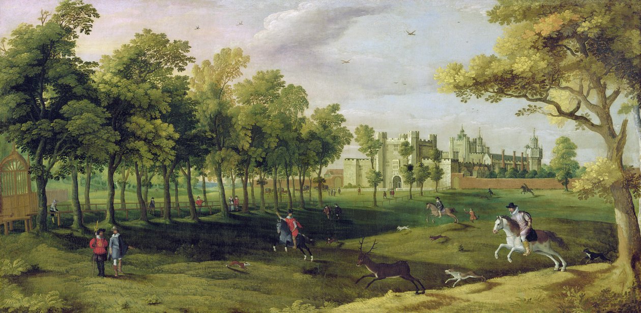 Pohled na palác Nonsuch v době krále Jakuba I., počátek 17. století (podrobnosti viz 65996) od Flemish School