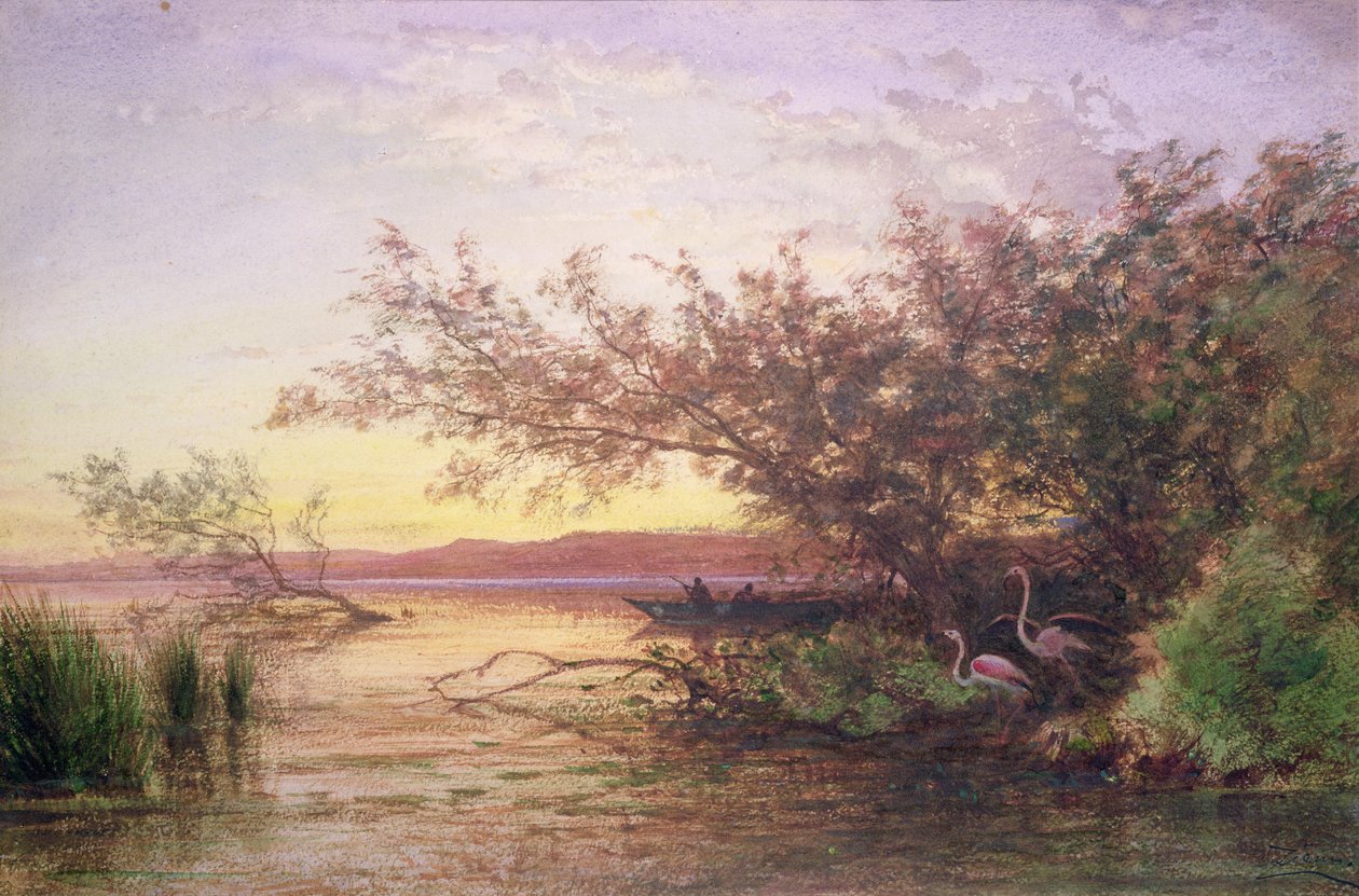 Západ slunce, Camargue od Félix Ziem