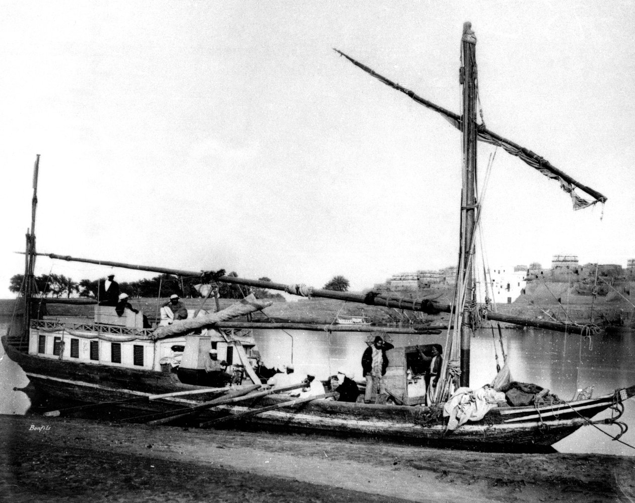 Loď na Nilu, Egypt, 1878 od Félix Bonfils