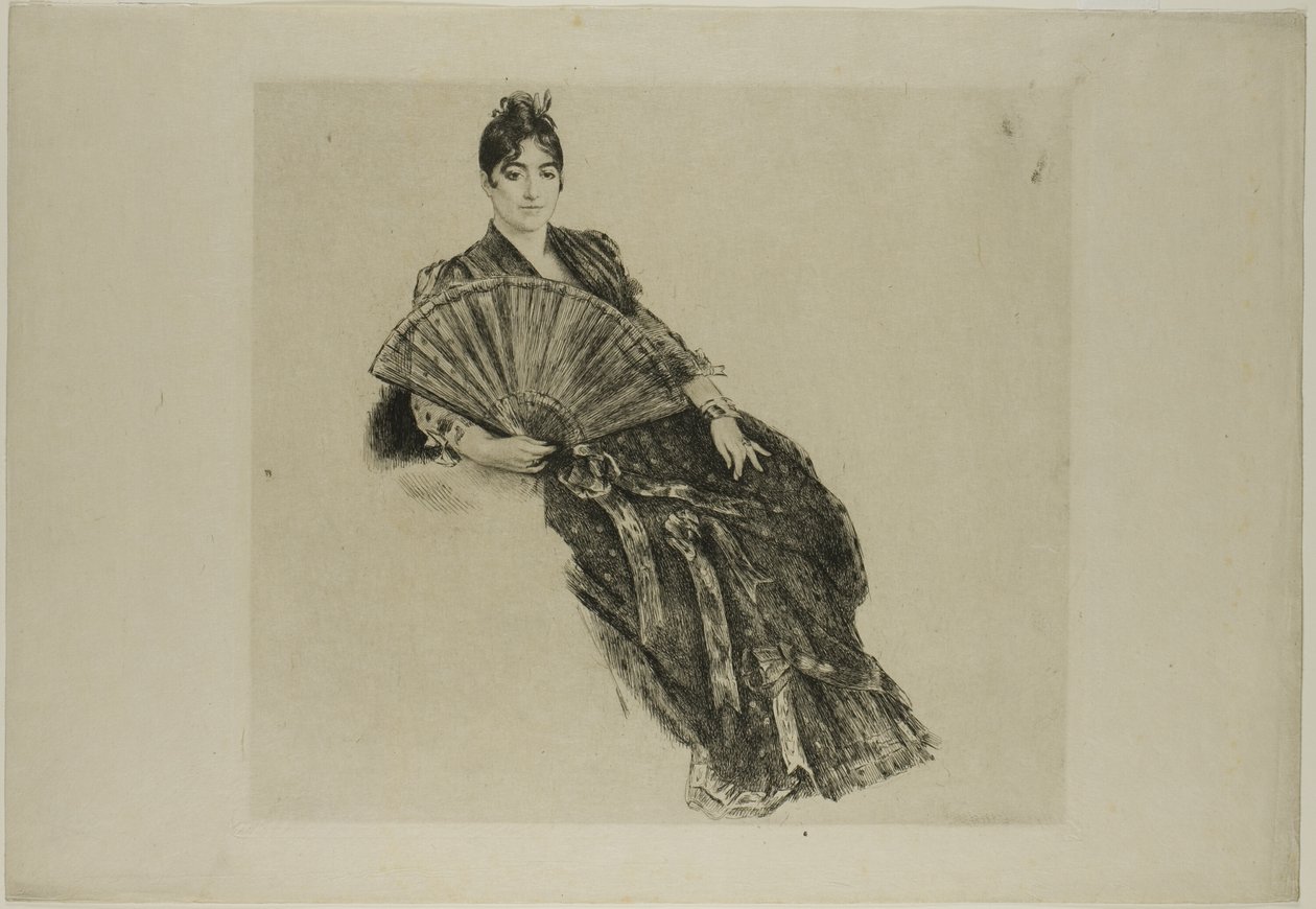 Žena s vějířem od Félix Henri Bracquemond