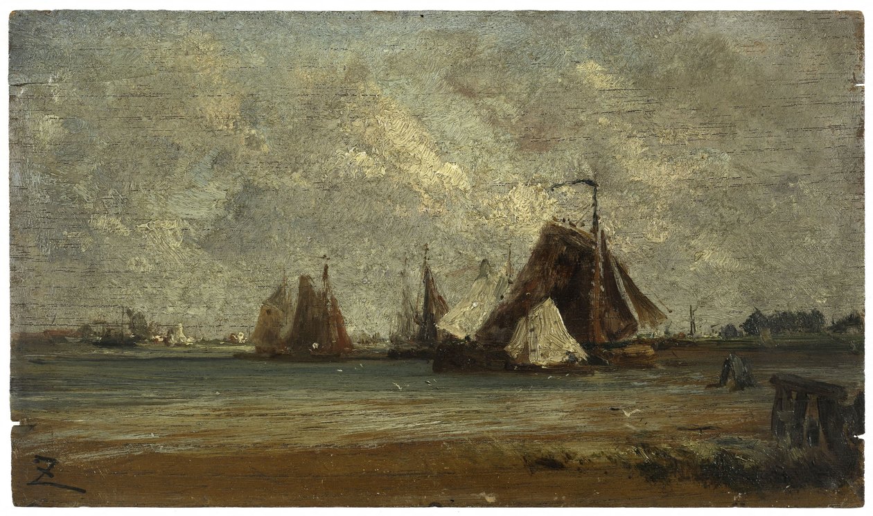 Rybářské šalupy, asi 1852 (olej na dřevě) od Félix Ziem