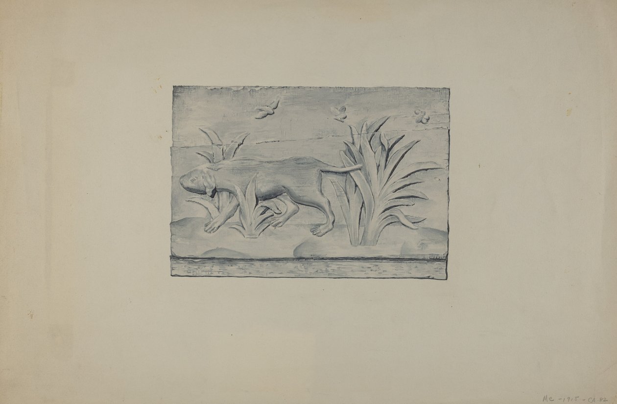 Reliéfní panel psa od Flora Merchant