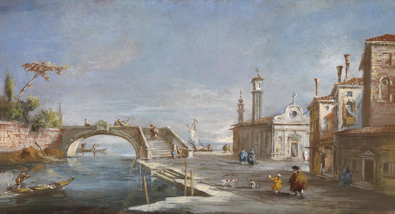 Kanál v Benátkách od Francesco after Guardi