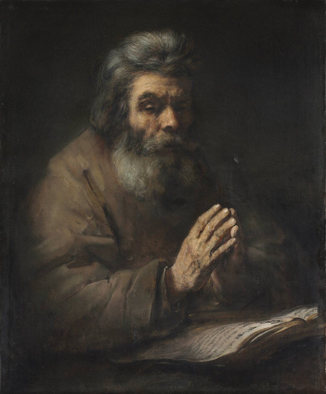 Starší muž v modlitbě od Follower of Rembrandt