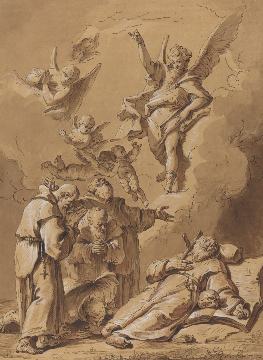 Smrt svatého mnicha od Follower of Francesco Fontebasso