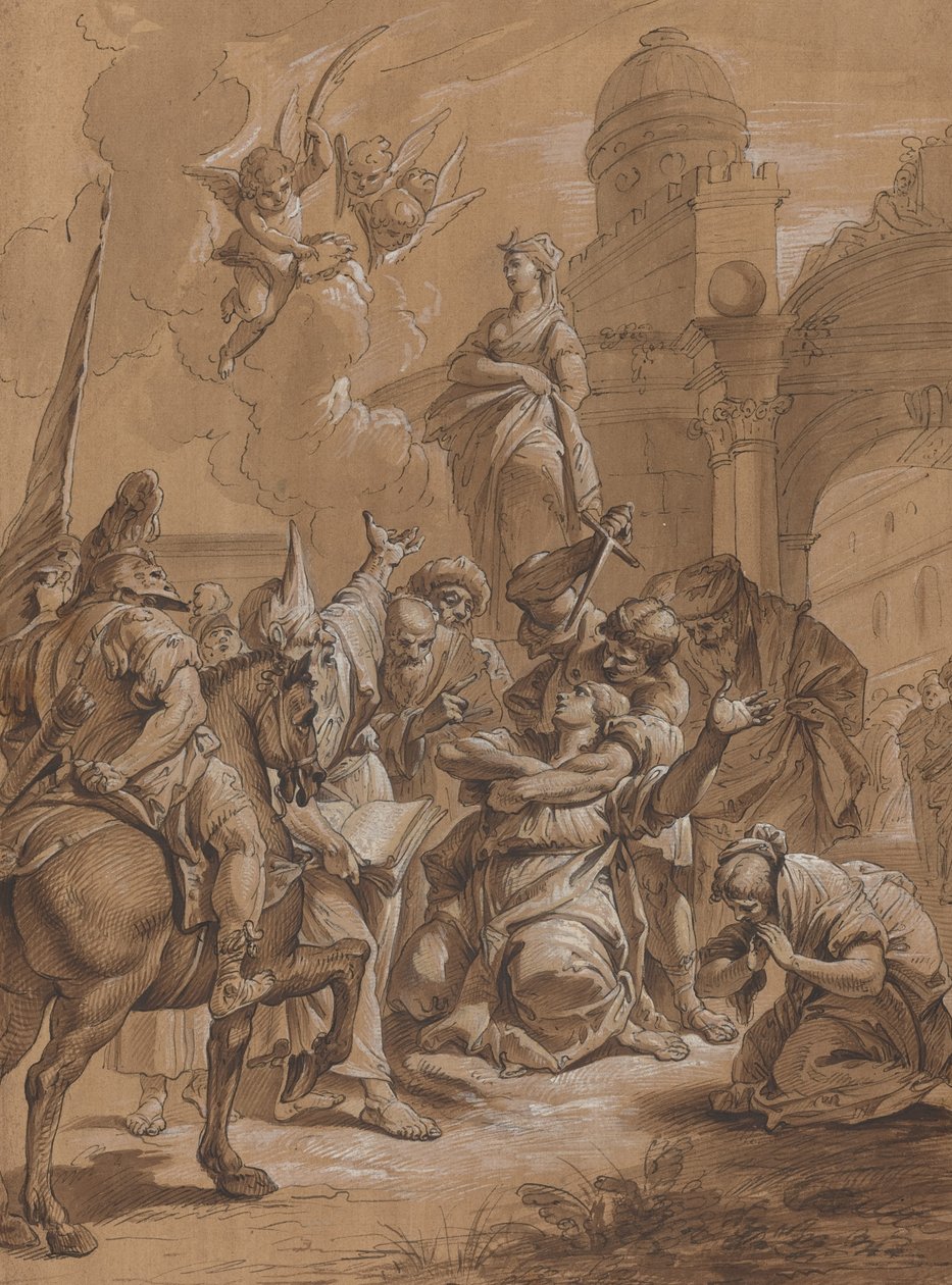 Mučednictví světice od Follower of Francesco Fontebasso