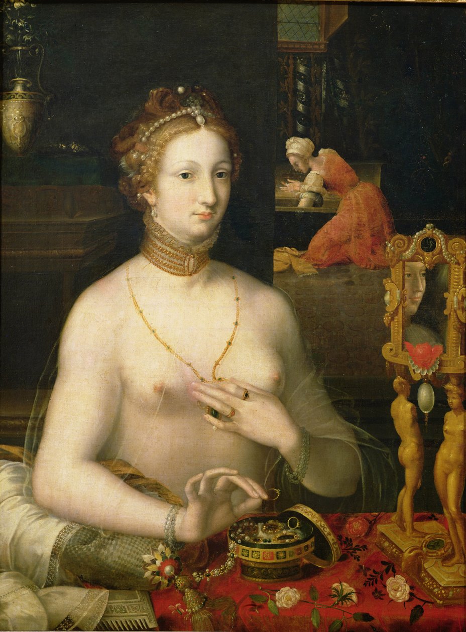 Žena na záchodě, 1585-95 od Fontainebleau School