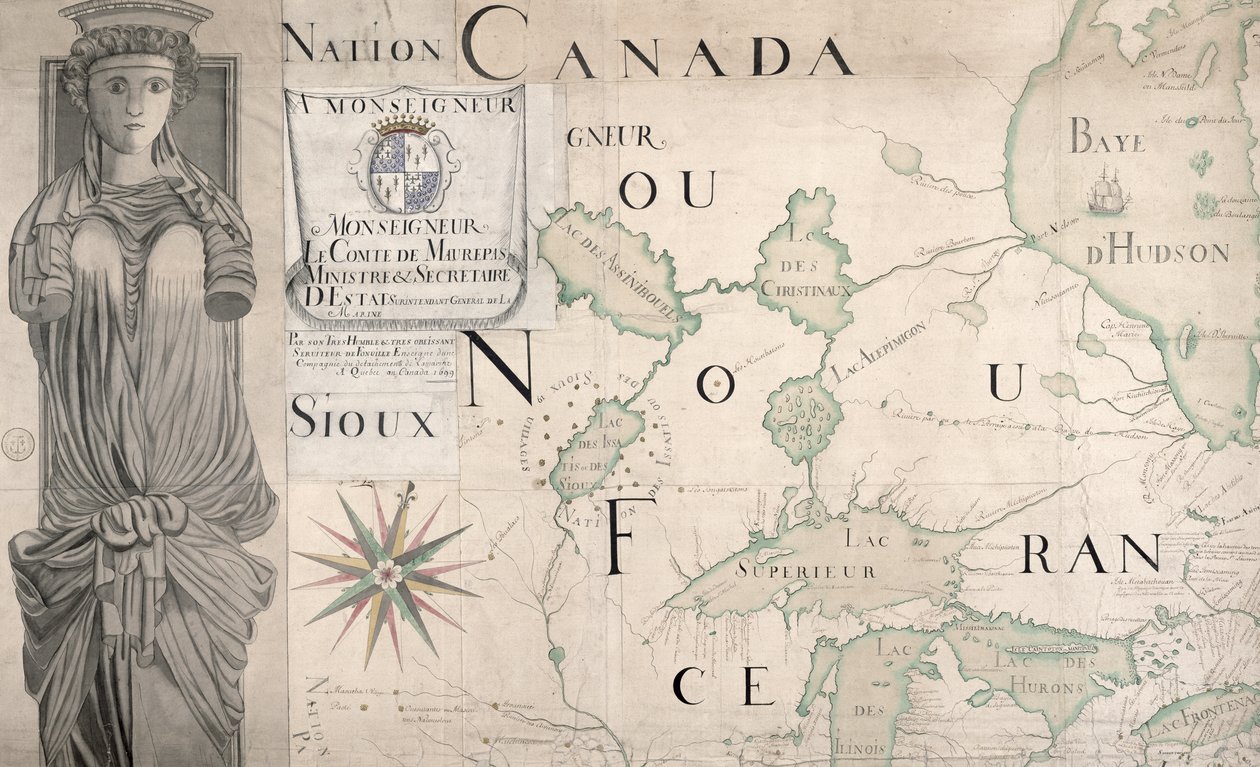 Mapa Nouvelle-France (Kanada) 1699 (viz také 159120) od Fonville