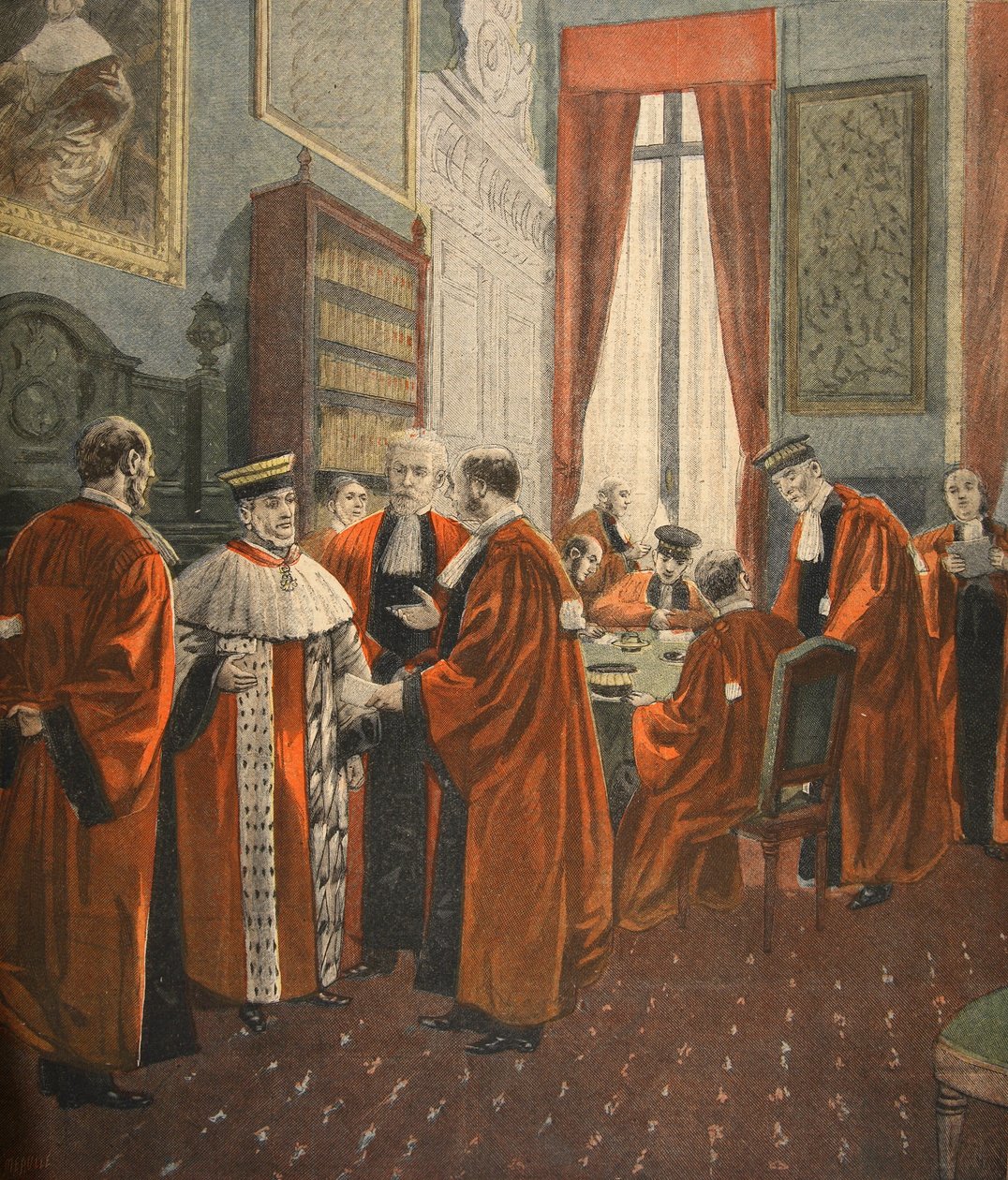 Odvolací soud během Zolovy aféry, ilustrace z "Le Petit Journal: Supplement illustre", 17. dubna 1898 od Fortune Louis Meaulle