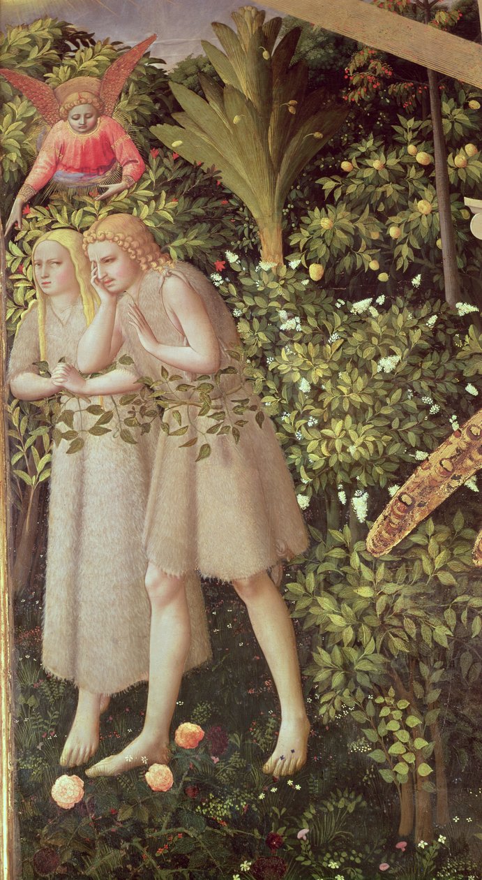 Adam a Eva vyhnaní z ráje, detail ze Zvěstování, asi 1430-32 od Fra Angelico