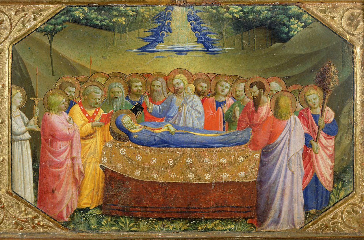 Pohřeb Panny Marie z predely oltáře Zvěstování, kolem 1430-32 (tempera a zlato na desce) od Fra Angelico