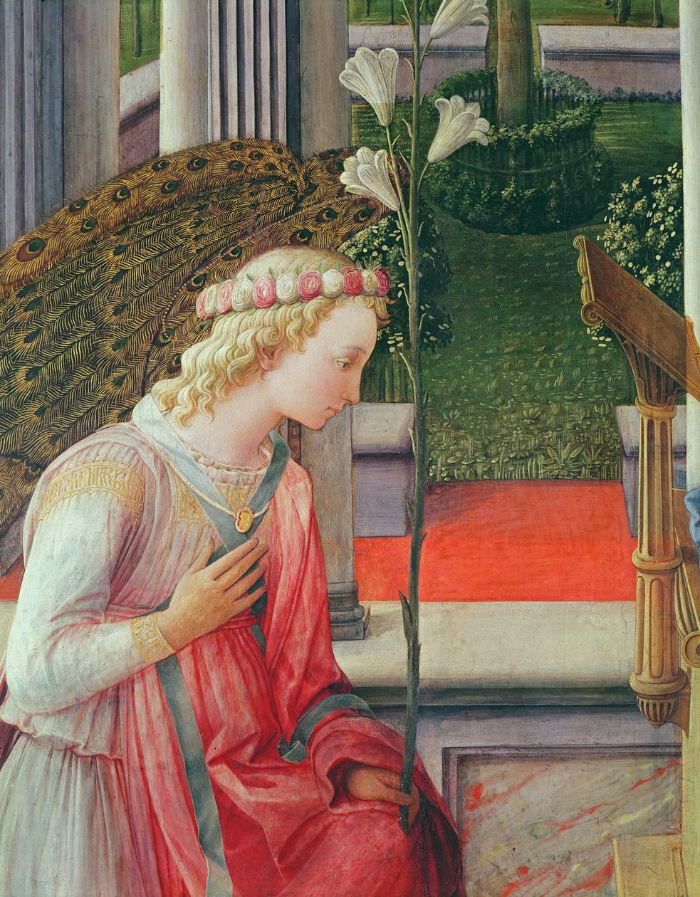 Zvěstování, detail anděla Gabriela (detail 244961) od Fra Filippo Lippi