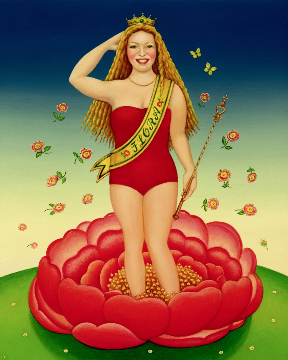 Flora, 2000 (olej a tempera na desce) od Frances Broomfield