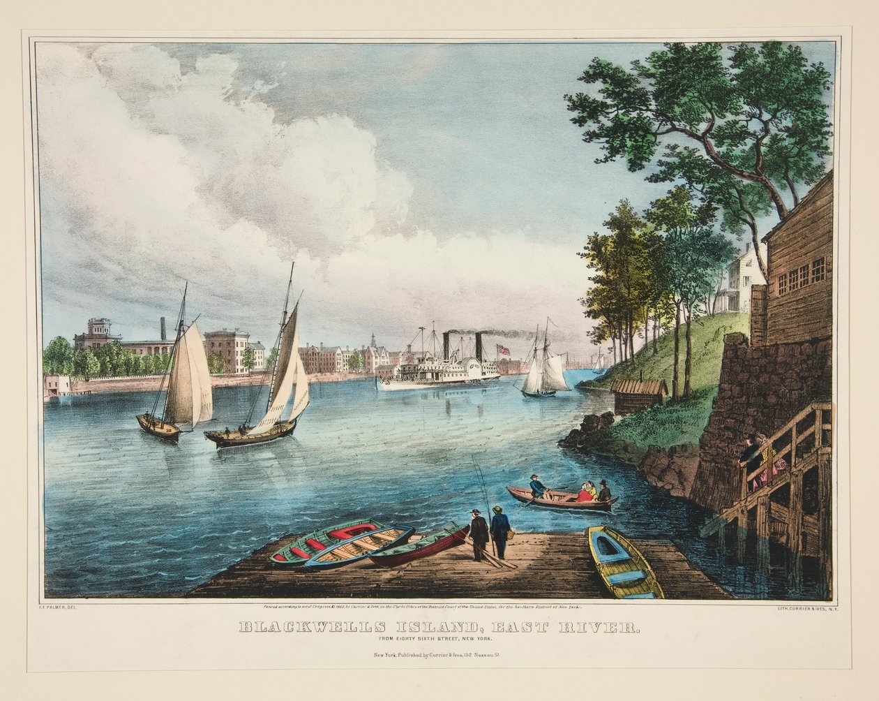 Blackwellův ostrov, East River od Frances Flora Bond Palmer