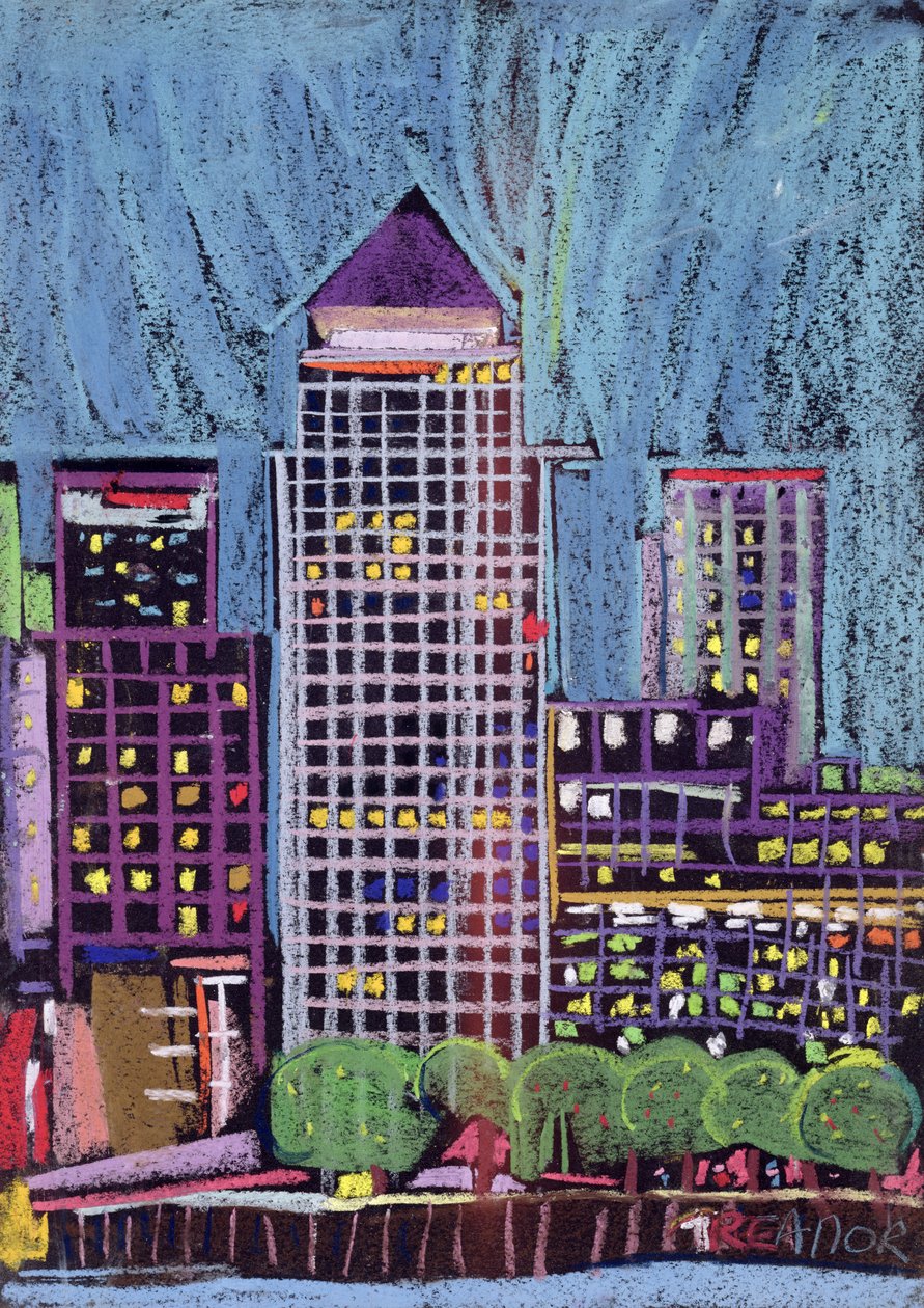 Canary Wharf v londýnských Docklands od Frances Treanor