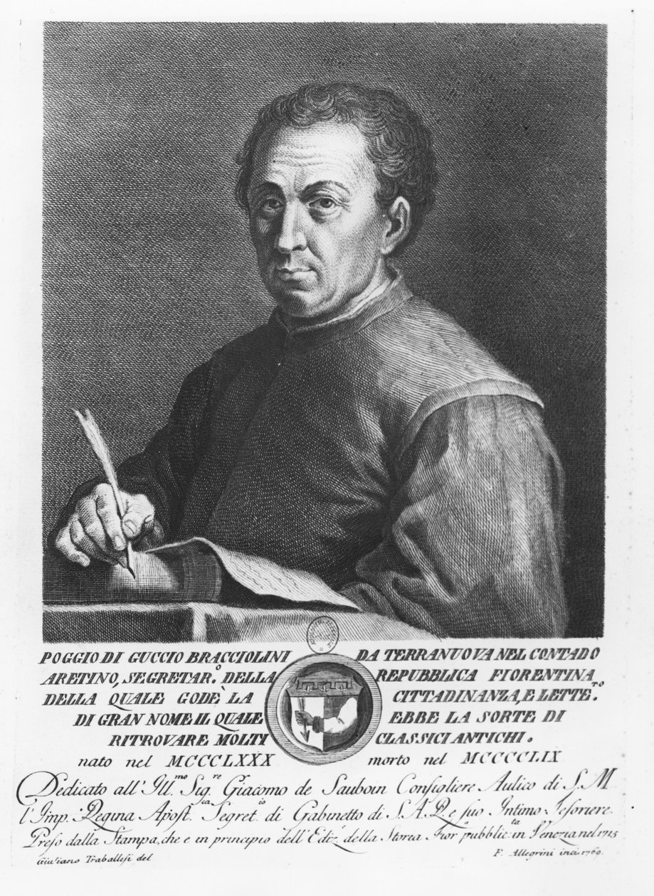 Portrét Poggio Bracciolini, 1769 od Francesco Allegrini