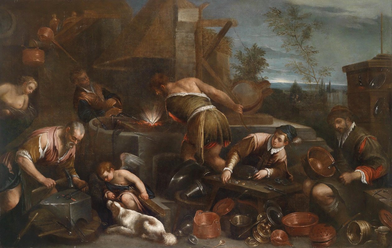 Kovárna sopky od Francesco Bassano the Younger