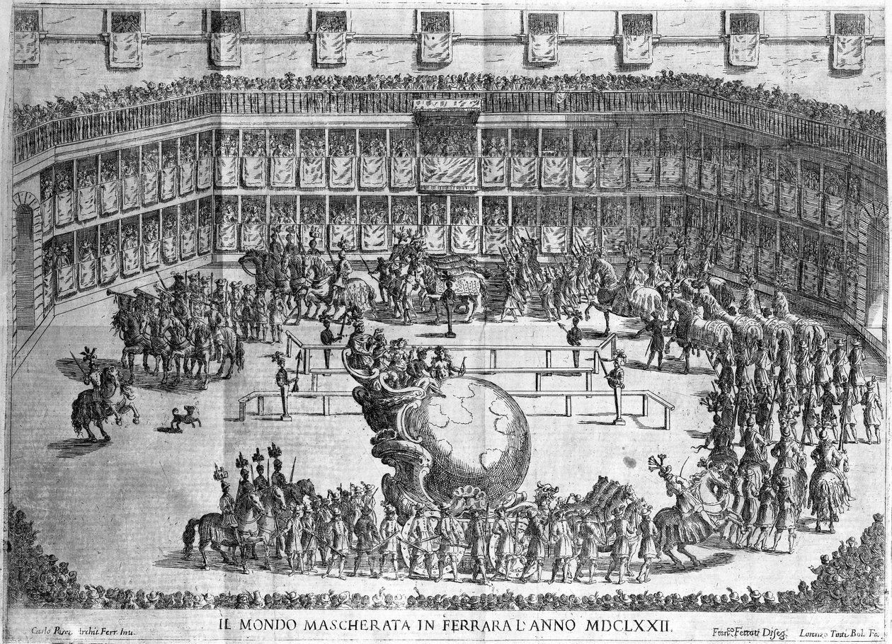 Procesí zeměkoule, Ferrara, vyryl Lorenzo Tinti, 1672 od Francesco Ferrari