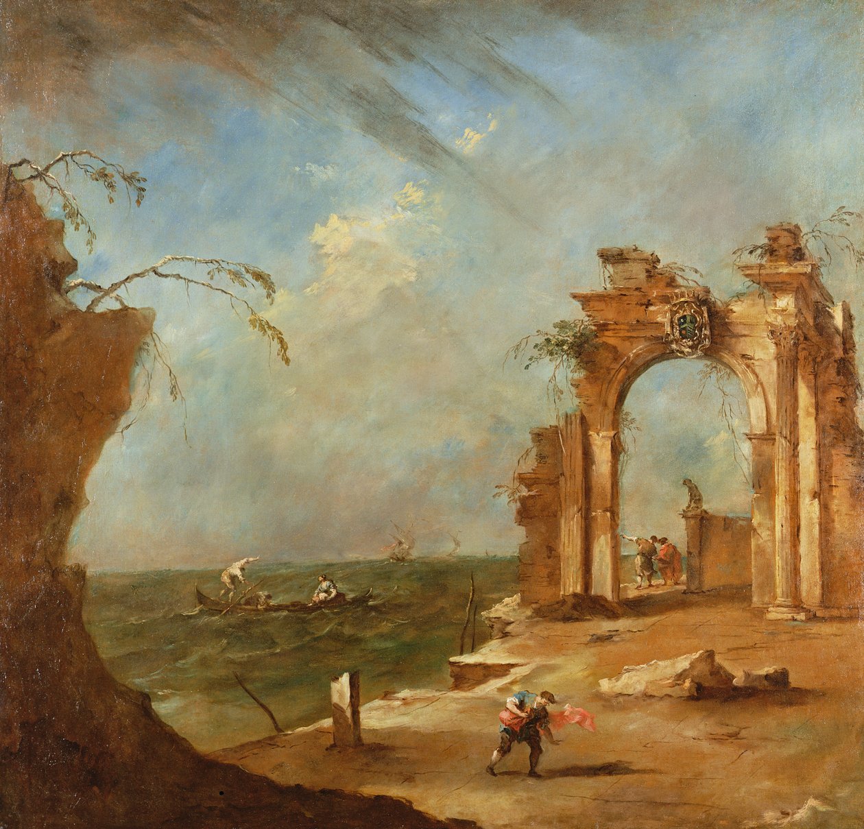 Capriccio se zničeným obloukem (olej) od Francesco Guardi